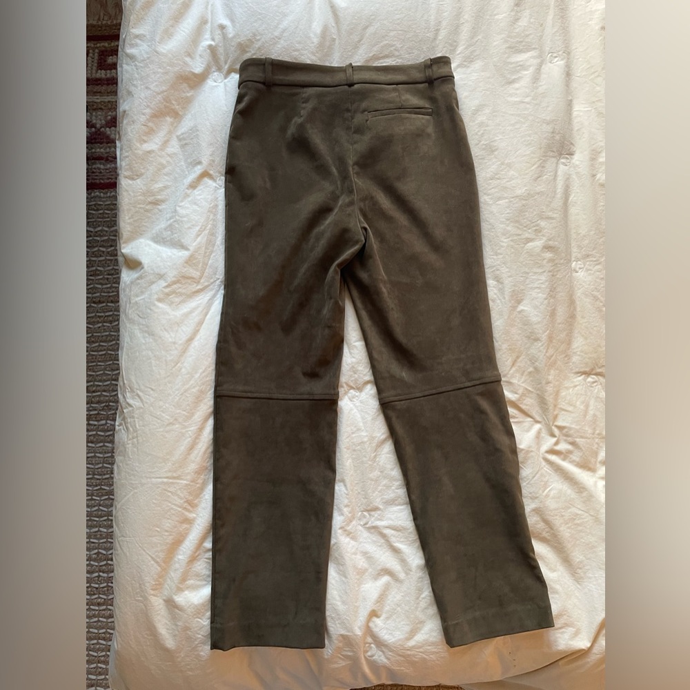 Brown faux suede cropped stretch leggings